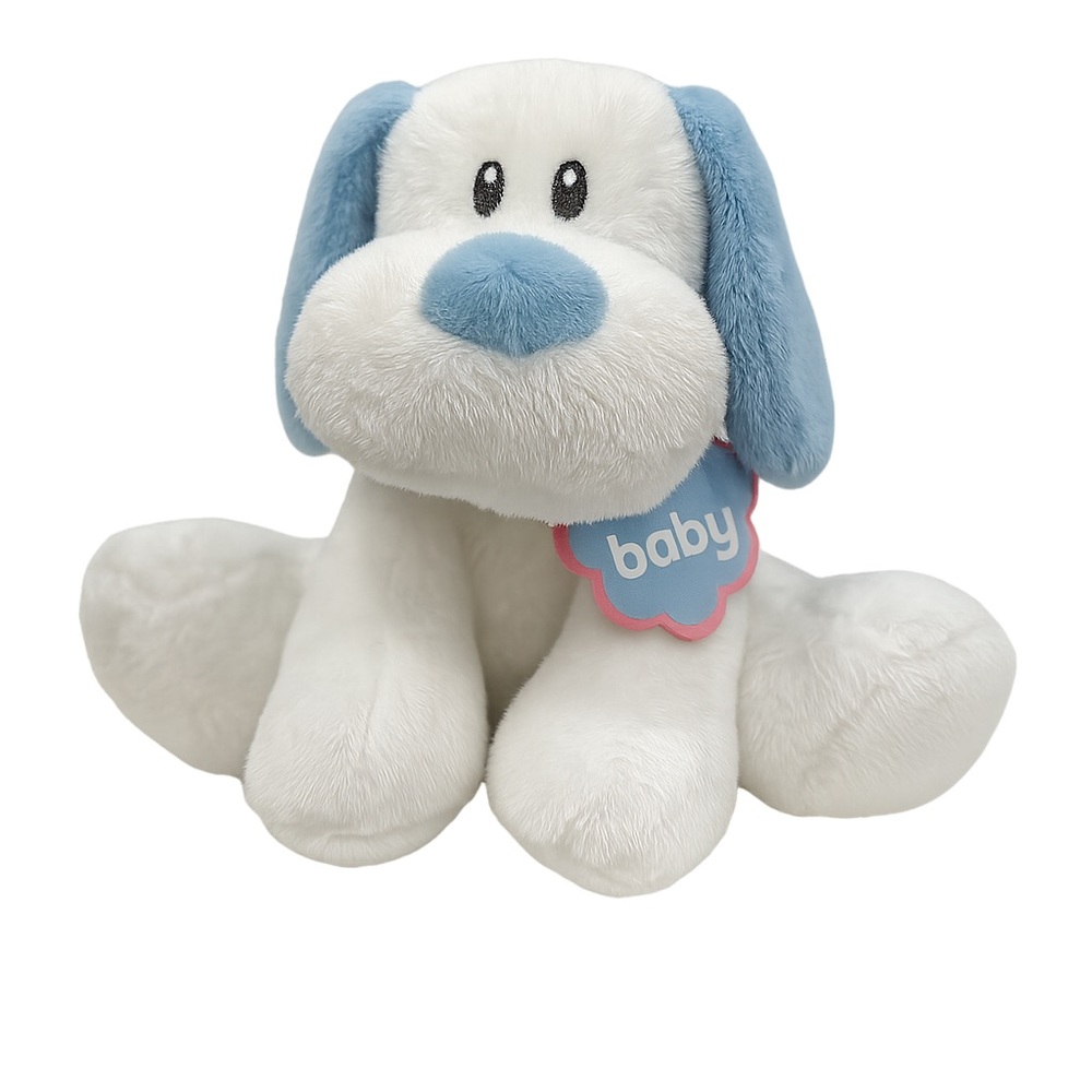 Aurora Fluffy Blue and White Dog Plush Toy NEW